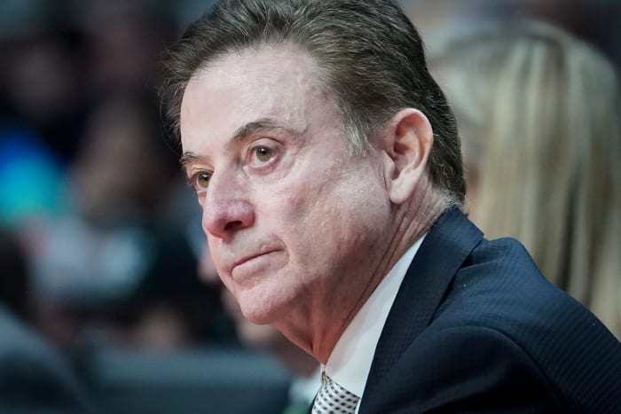 Rick Pitino watches Iona from the sidelines during the NCAA tournament.